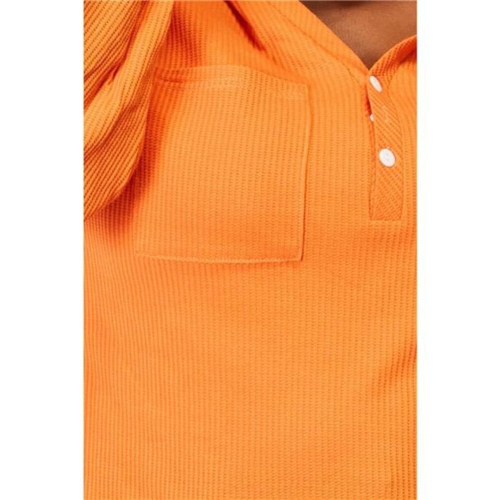 Basic Bae Side Slit Buttoned‎ Waffle Knit Hoodie - Picture 10 of 10